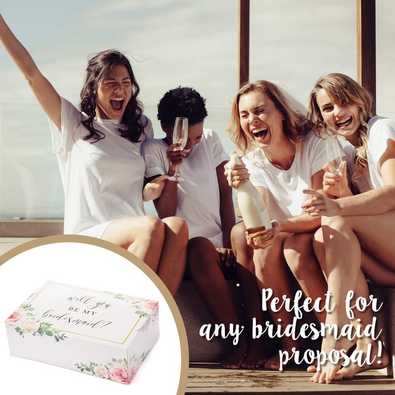 Pop Fizz Designs Bridesmaid Proposal Box Set (6 Pack) 1 Maid of Honor Proposal Box and 5 Will You be My Bridesmaid Boxes I Floral Bridesmaid Box for Bridesmaid Gifts - Image 5